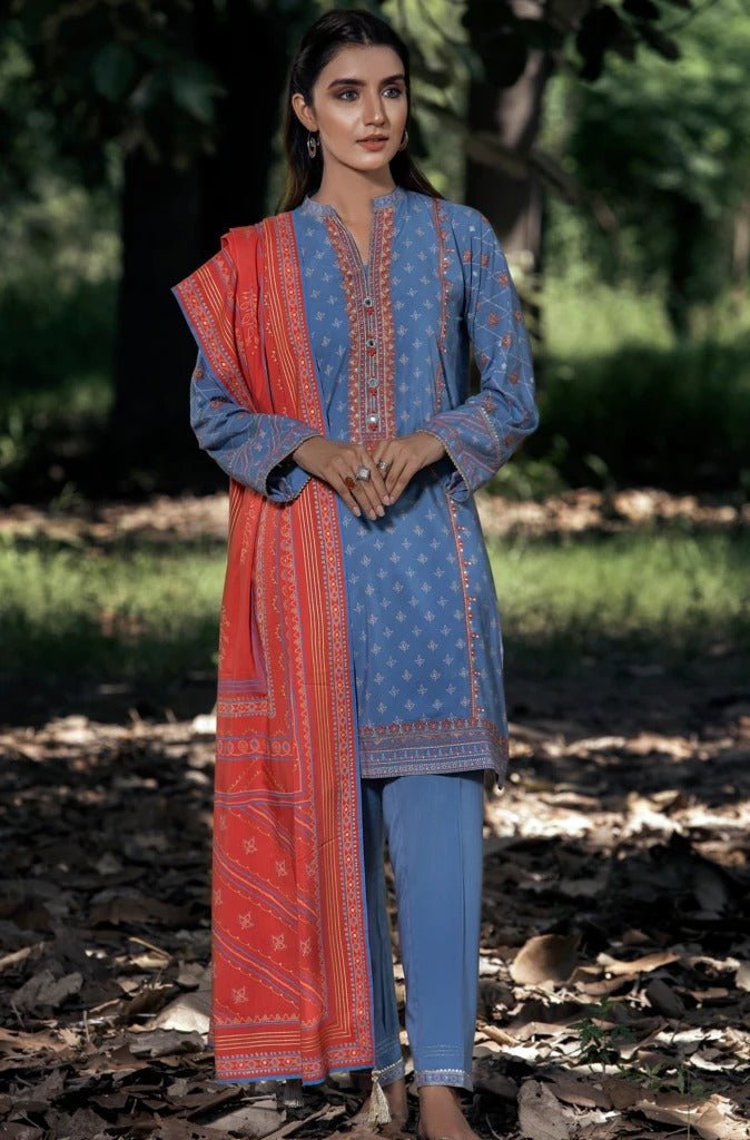 Lakhany 3 Piece Unstitched Embroidered Pashmina Suit DEW-6022-A