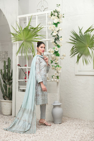 Tawakkal Fabrics 3 Piece Stitched Schiffli Daman Embroidered Digital Printed Lawn Suit D#6735
