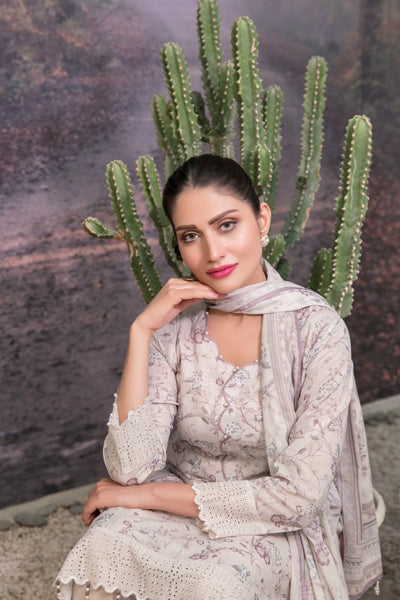 Tawakkal Fabrics 3 Piece Stitched Schiffli Daman Embroidered Digital Printed Lawn Suit D#6736