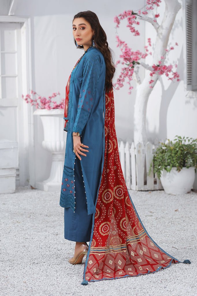 Lakhany 3 Piece Unstitched Spring Embroidered Lawn Suit - EC-2227