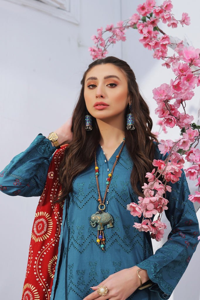 Lakhany 3 Piece Unstitched Spring Embroidered Lawn Suit - EC-2227