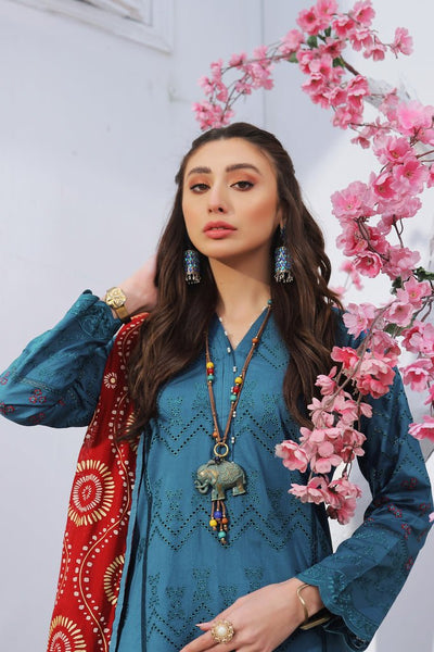 Lakhany 3 Piece Unstitched Spring Embroidered Lawn Suit - EC-2227