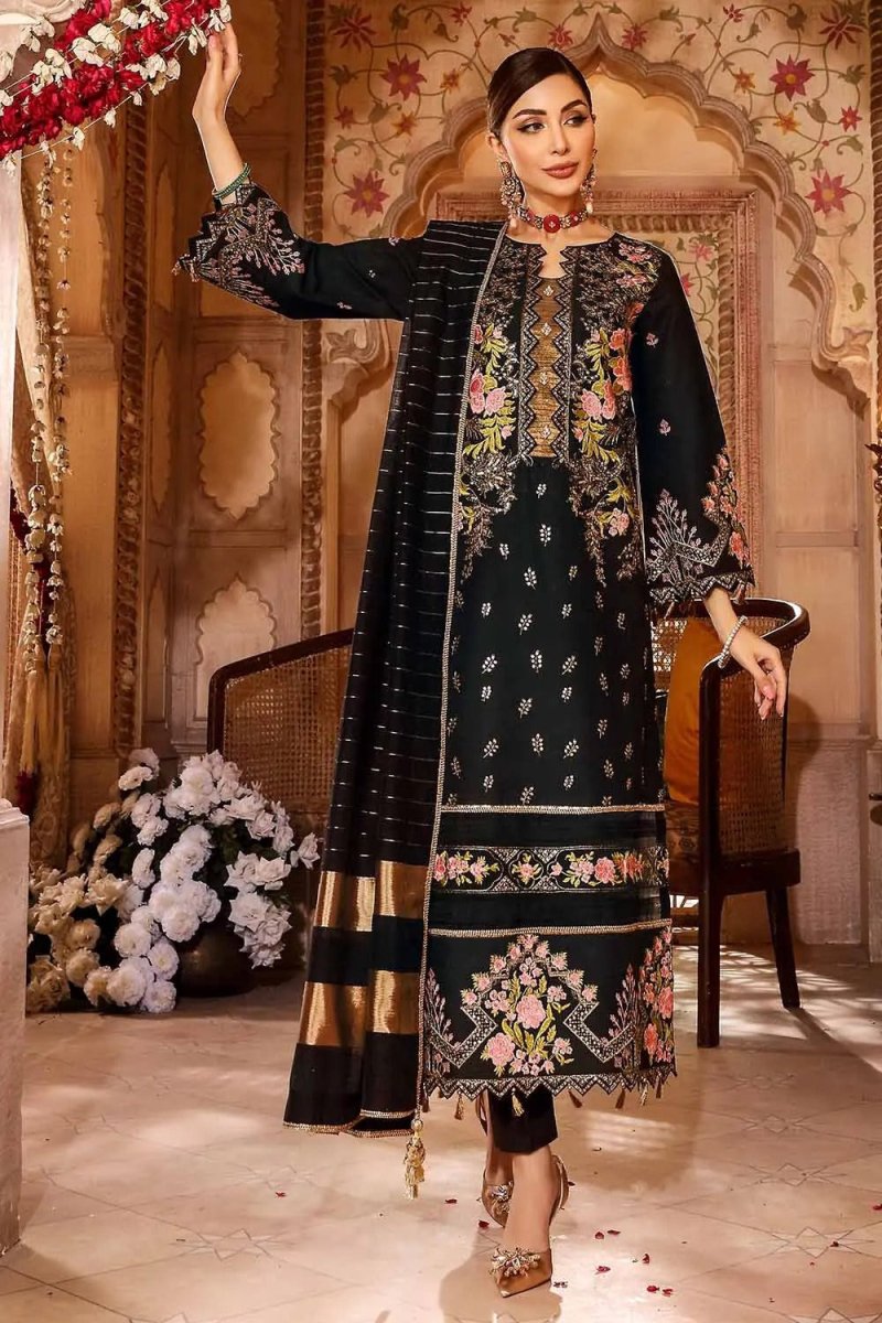 Gul Ahmed 3PC Unstitched Lawn Embroidered Suit with Jacquard Dupatta FE-12188