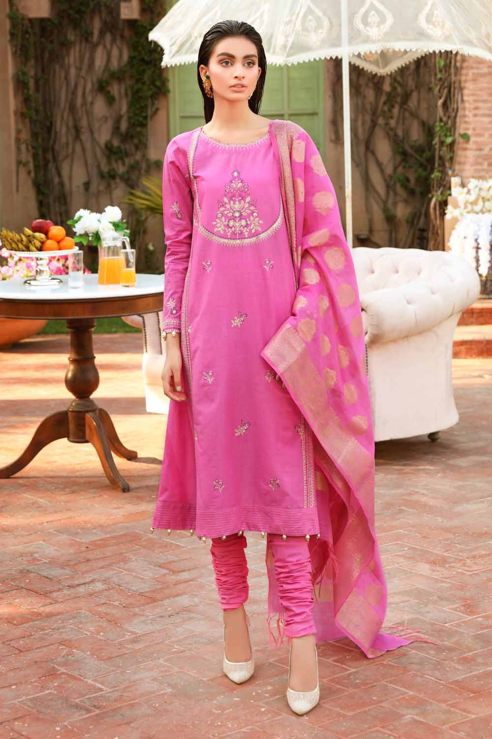 Gul Ahmed 3 PC Unstitched Embroidered Lawn Suit with Jacquard Dupatta FE-12237