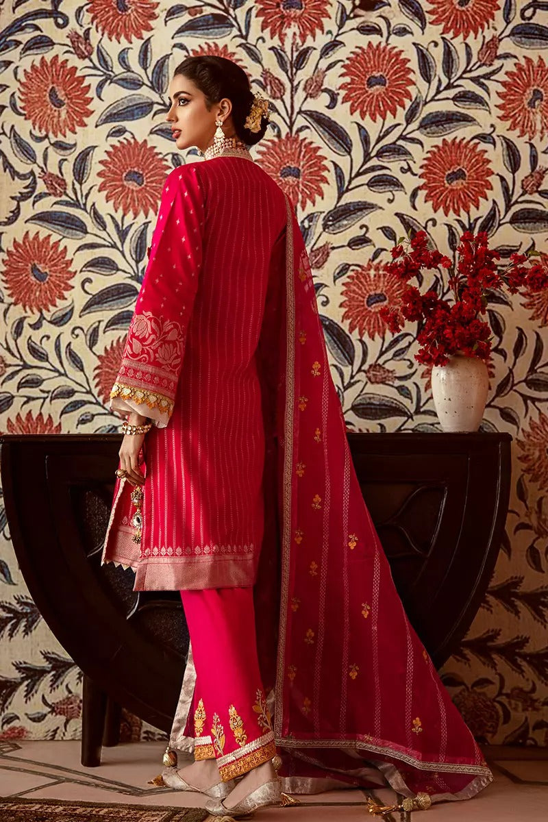 Gul Ahmed 3 PC Unstitched Embroidered Suit with Embroidered Woven Net Dupatta FE-276