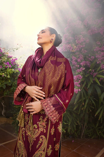 Rang Rasiya 3 Piece Stitched Embroidered Dobby Linen Suit D-06 FREESIAH