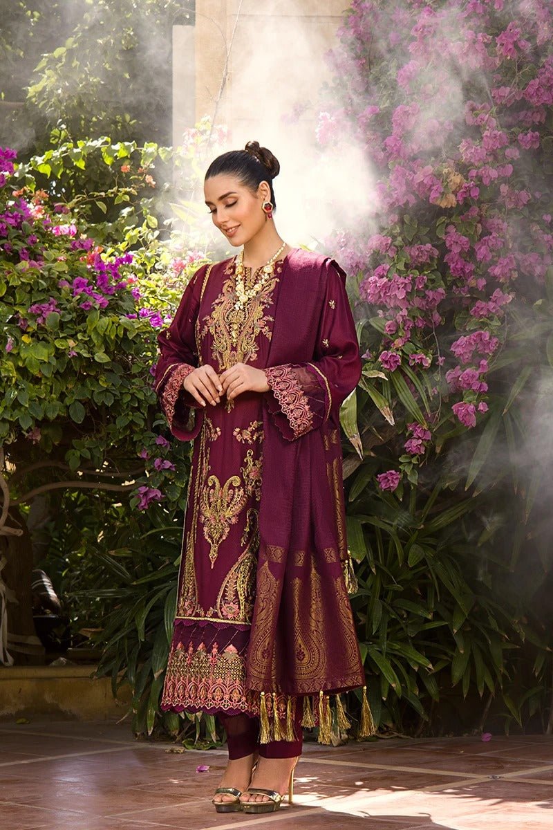 Rang Rasiya 3 Piece Stitched Embroidered Dobby Linen Suit D-06 FREESIAH