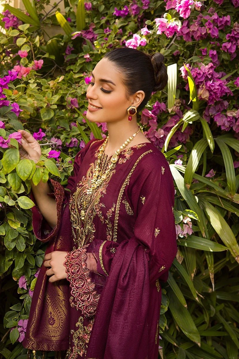 Rang Rasiya 3 Piece Stitched Embroidered Dobby Linen Suit D-06 FREESIAH