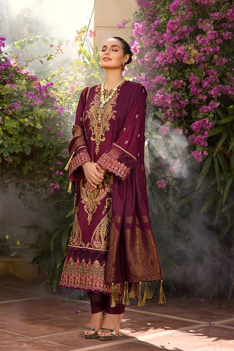 Rang Rasiya 3 Piece Stitched Embroidered Dobby Linen Suit D-06 FREESIAH