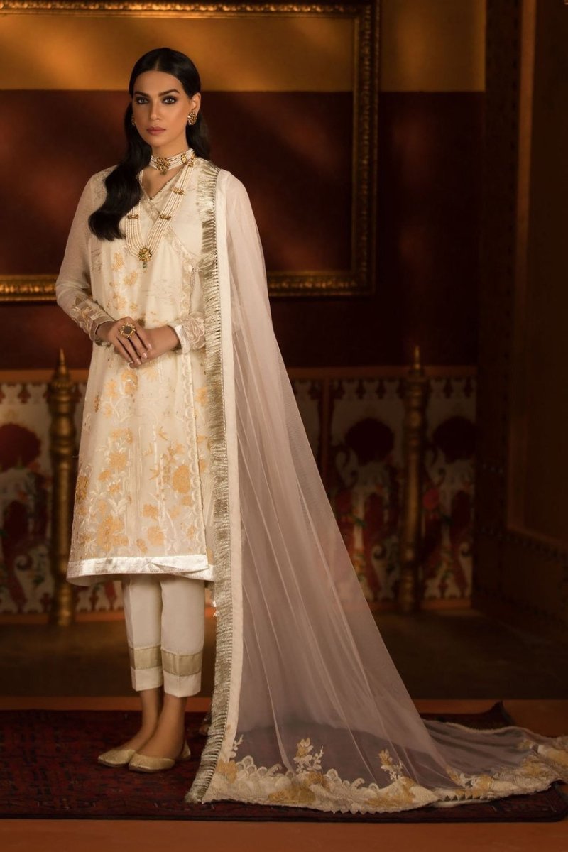 Sapphire 3 Piece Unstitched Embroidered Blend Karandi Fields of Gold - S1-19