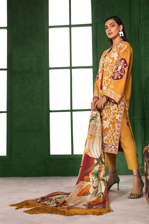 Sapphire 3 Piece Unstitched Embroidered Polyester Gul Bahar