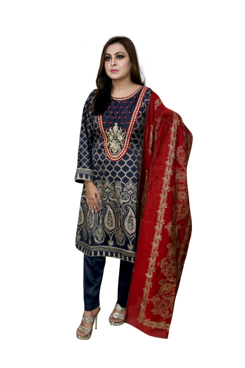 The Ocean 3 Piece Stitched Embroidered Dress SA-011