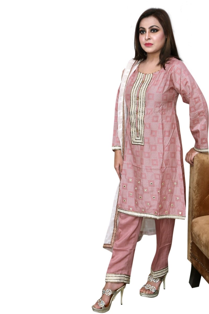 The Ocean 3 Piece Stitched Embroidered Linen Suit With Chiffon Dupatta SA-002