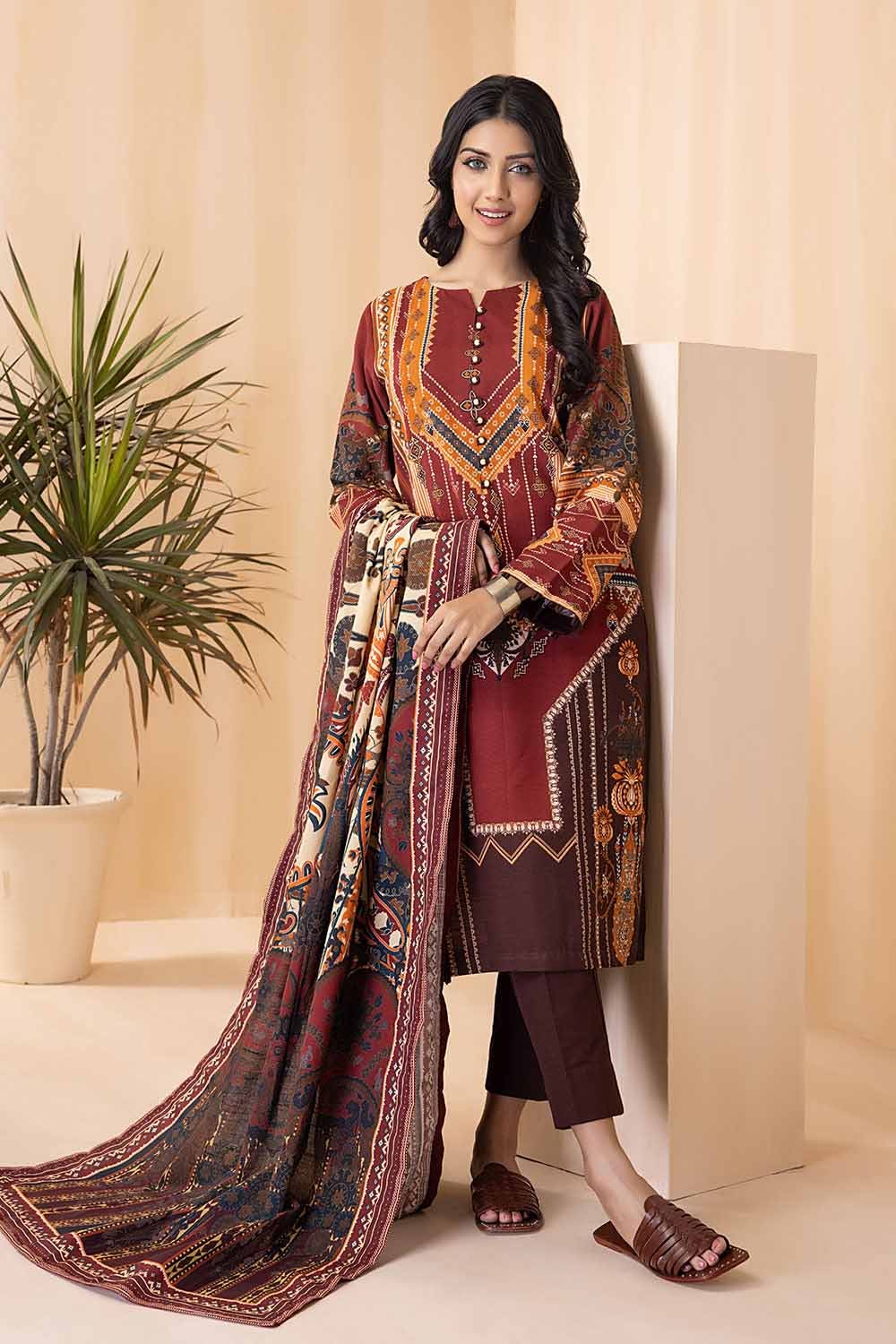Gul Ahmed 3PC Khaddar Stitched Digital Printed Suit K-22066
