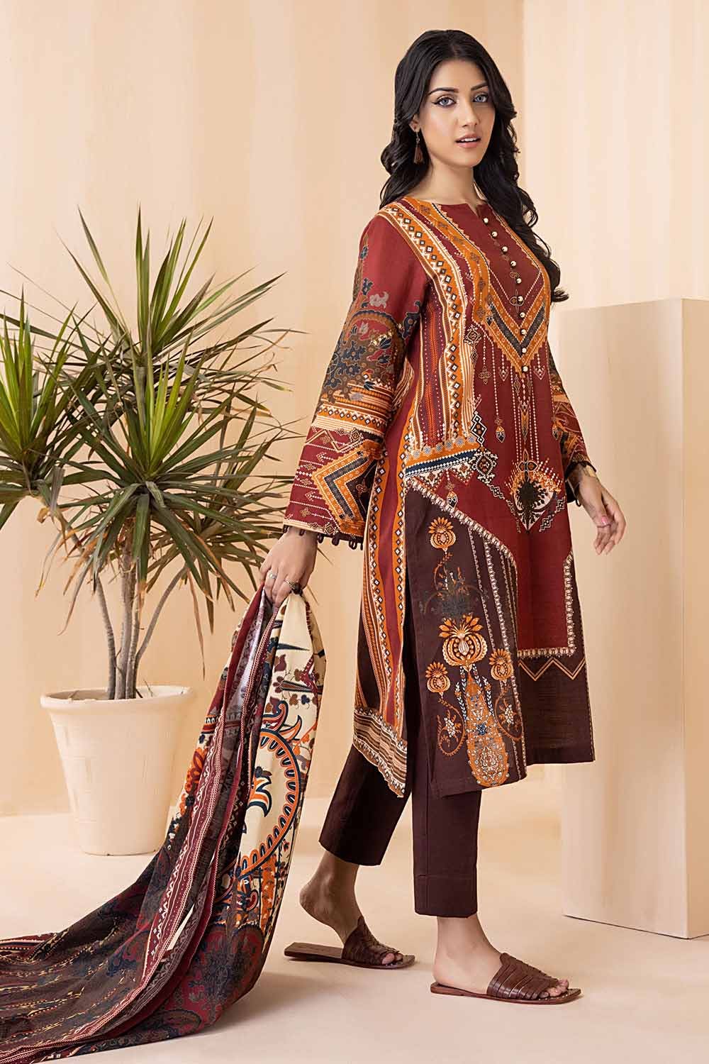 Gul Ahmed 3PC Khaddar Stitched Digital Printed Suit K-22066