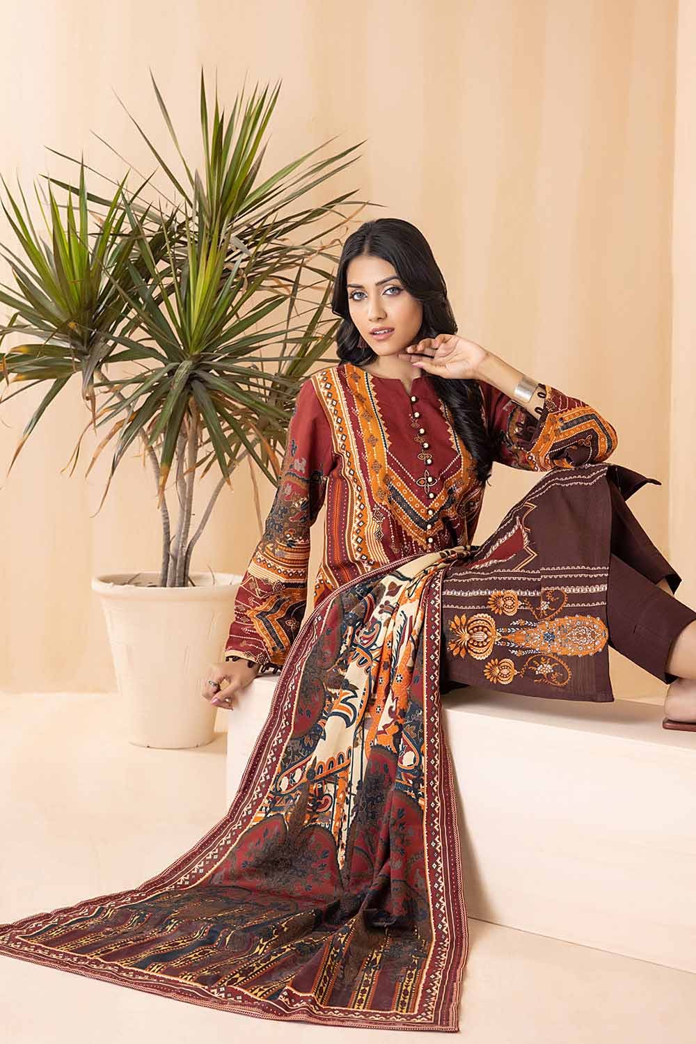 Gul Ahmed 3PC Khaddar Stitched Digital Printed Suit K-22066