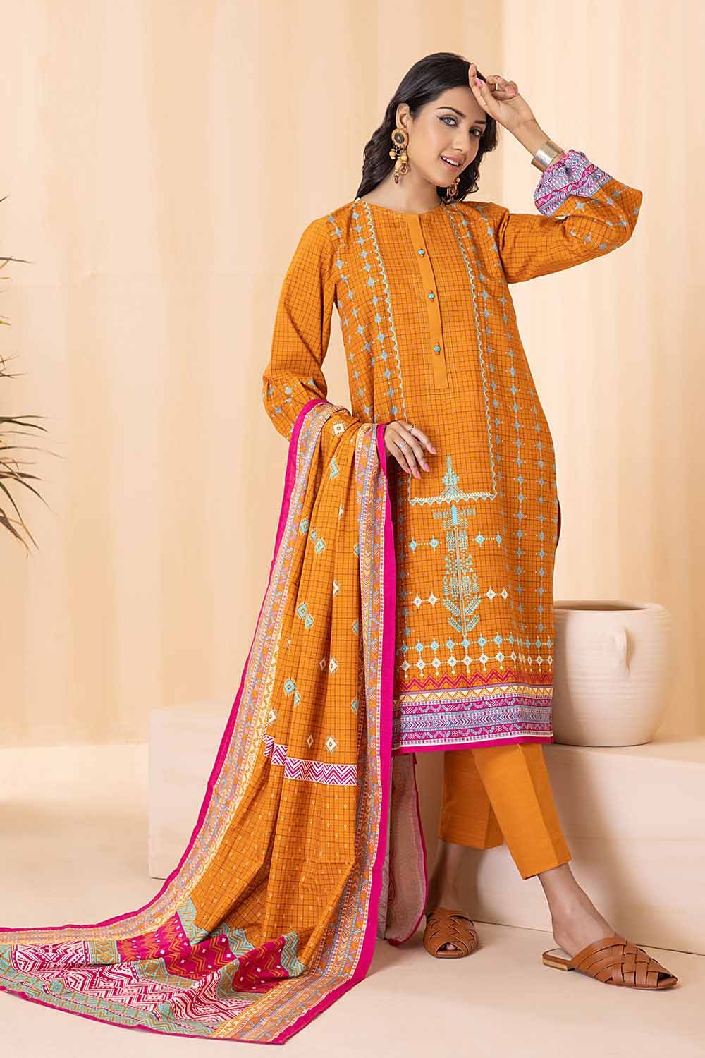 Gul Ahmed 3PC Khaddar Stitched Printed Suit K-22069 A
