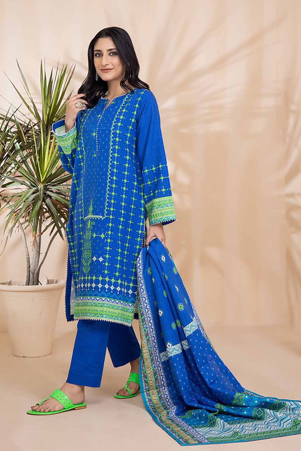 Gul Ahmed 3PC Khaddar Stitched Printed Suit K-22069 B