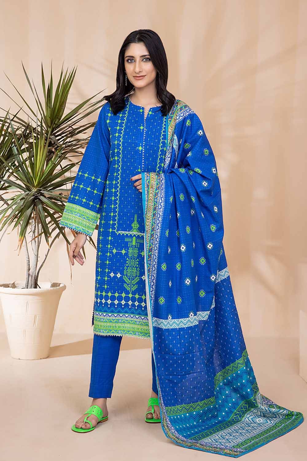 Gul Ahmed 3PC Khaddar Stitched Printed Suit K-22069 B