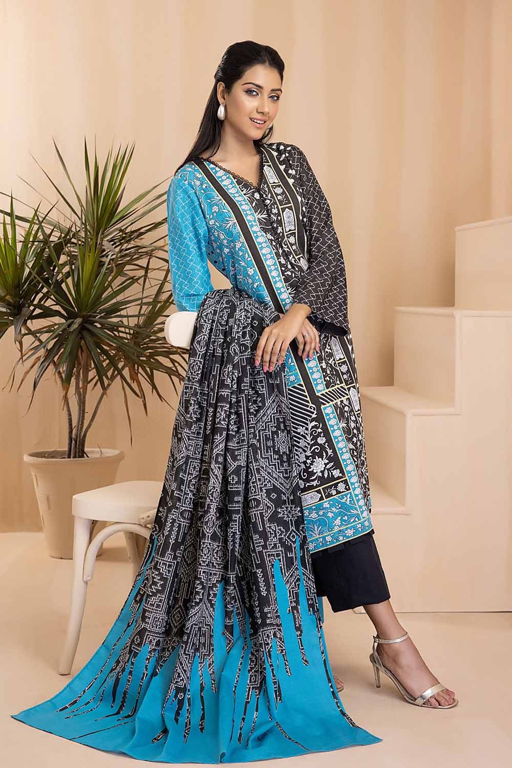 Gul Ahmed 3PC Khaddar Stitched Printed Suit K-22073 B