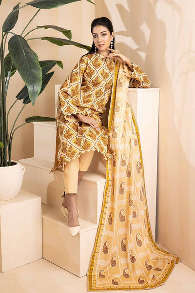 Gul Ahmed 3PC Khaddar Stitched Printed Suit K-22079 B