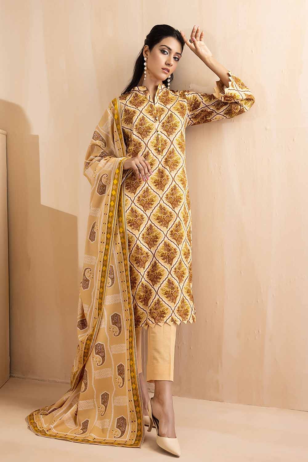 Gul Ahmed 3PC Khaddar Stitched Printed Suit K-22079 B