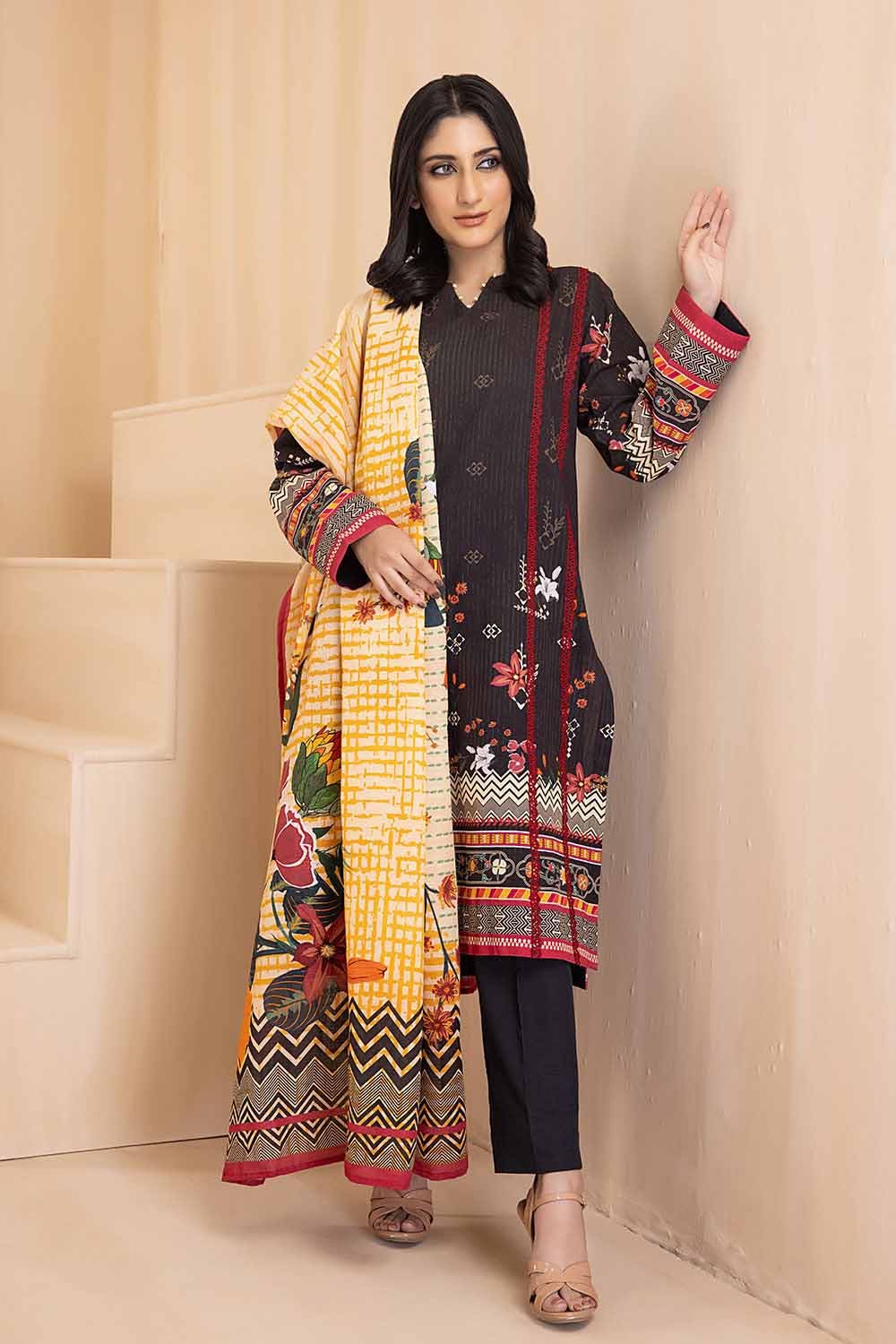 Gul Ahmed 3PC Khaddar Stitched Digital Printed Suit K-22085
