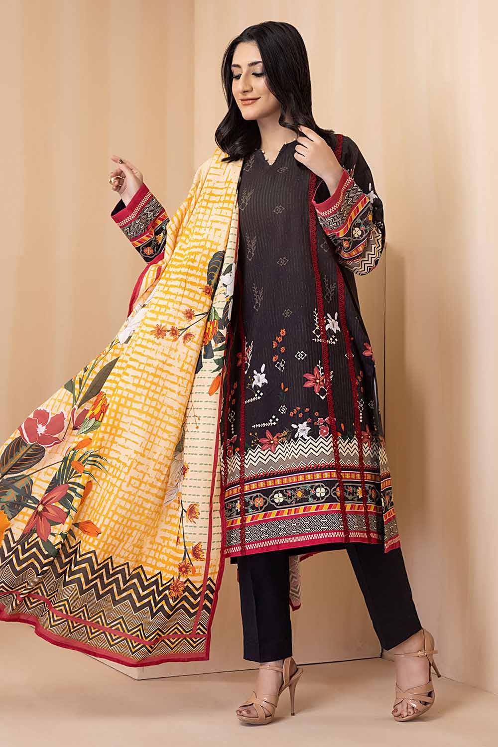 Gul Ahmed 3PC Khaddar Stitched Digital Printed Suit K-22085