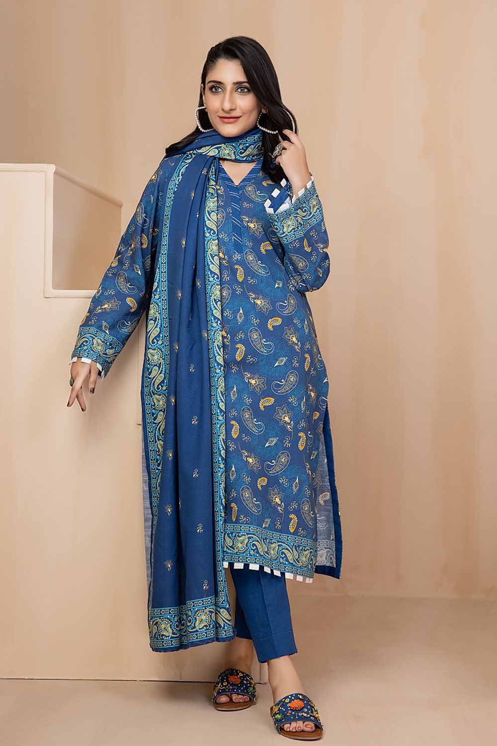 Gul Ahmed 3PC Khaddar Stitched Printed Suit K-22092 A