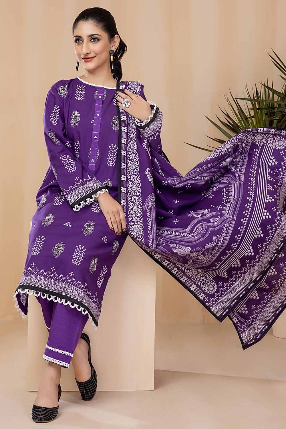 Gul Ahmed 3PC Khaddar Stitched Printed Suit K-22093 B