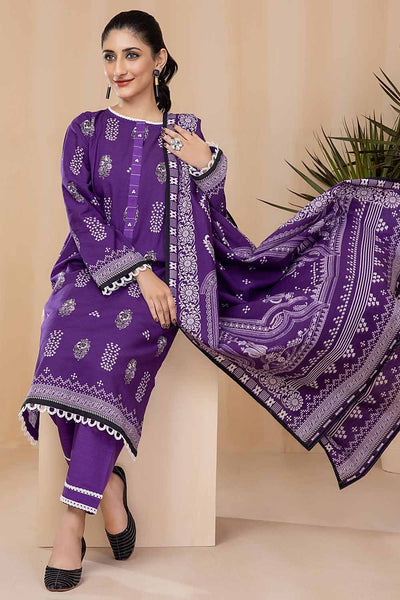 Gul Ahmed 3PC Khaddar Stitched Printed Suit K-22093 B