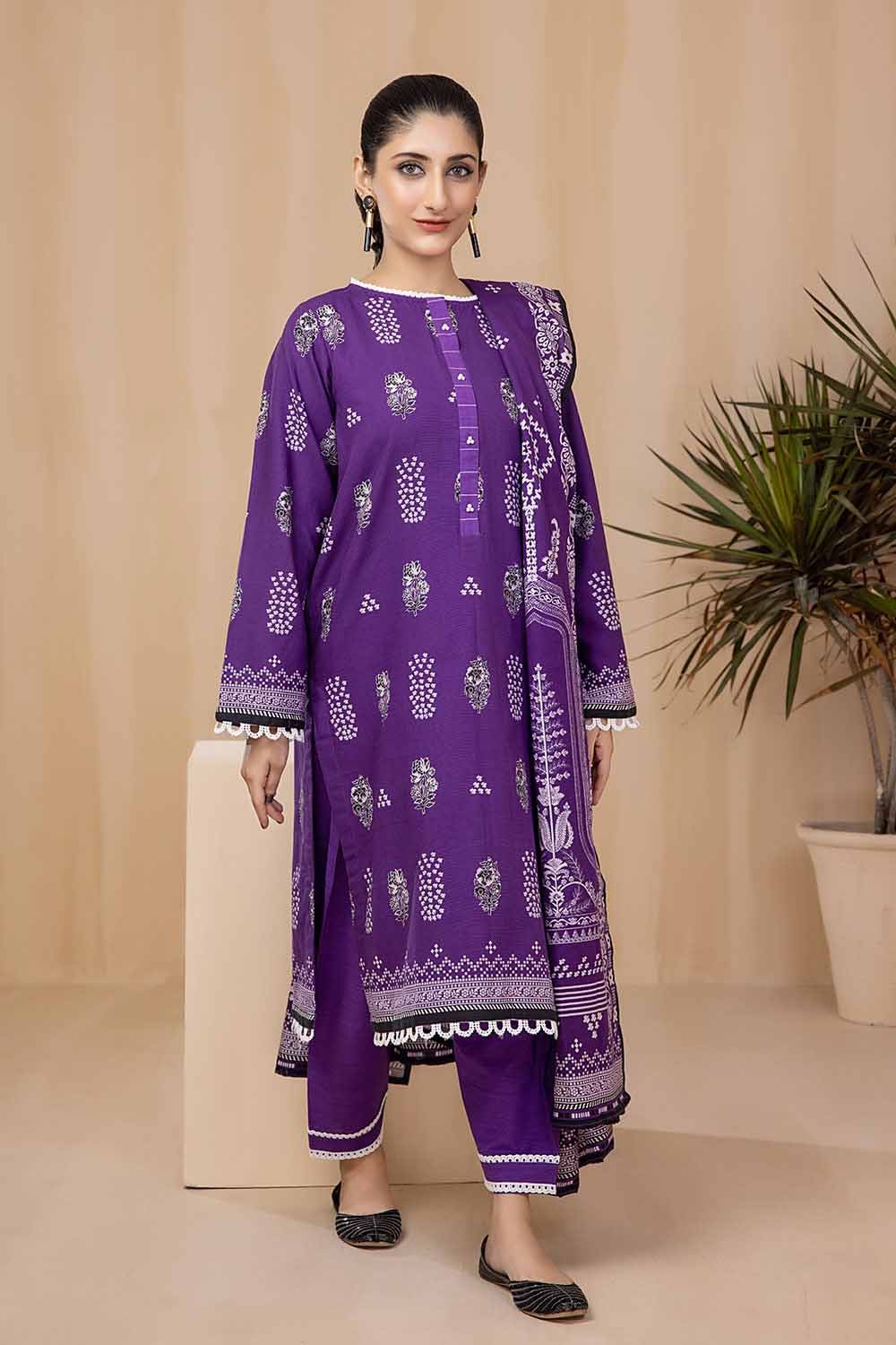 Gul Ahmed 3PC Khaddar Stitched Printed Suit K-22093 B