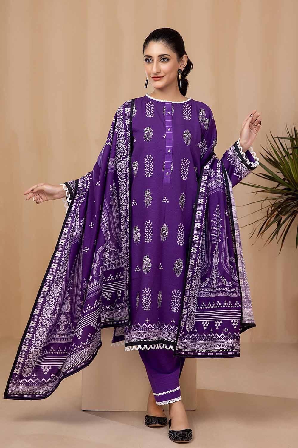 Gul Ahmed 3PC Khaddar Stitched Printed Suit K-22093 B