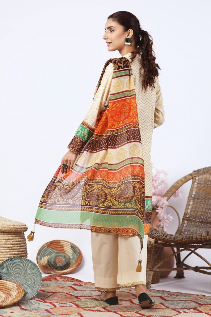 Lakhany 3 Piece Unstitched Summer Embroidered Lawn Suit - KEC-2214