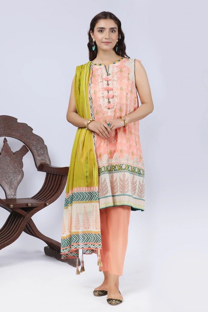 Lakhany 3 Piece Unstitched Summer Embroidered Lawn Suit - KEC-2216