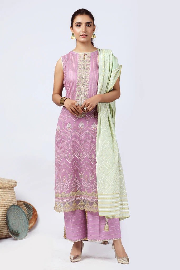 Lakhany 3 Piece Unstitched Summer Embroidered Lawn Suit - KEC-2219