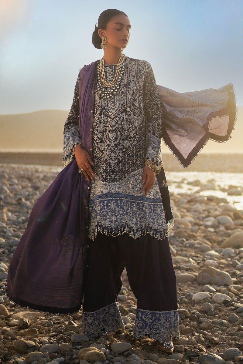 SANA SAFINAZ 3 Piece Unstitched Embroidered Panel (L) On Lawn Suit - L231-009B-CL