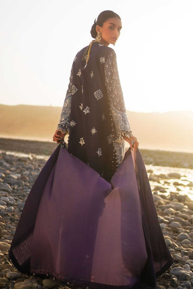 SANA SAFINAZ 3 Piece Unstitched Embroidered Panel (L) On Lawn Suit - L231-009B-CL