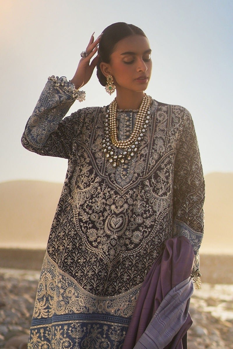 SANA SAFINAZ 3 Piece Unstitched Embroidered Panel (L) On Lawn Suit - L231-009B-CL