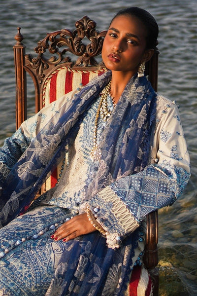 SANA SAFINAZ 3 Piece Unstitched Embroidered Schiffli Panel On Lawn Suit - L231-012B-CZ