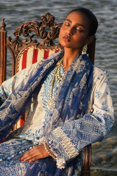 SANA SAFINAZ 3 Piece Unstitched Embroidered Schiffli Panel On Lawn Suit - L231-012B-CZ