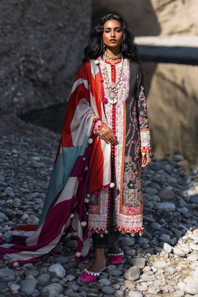 SANA SAFINAZ 3 Piece Unstitched Embroidered On Lawn Suit - L231-014B-CL