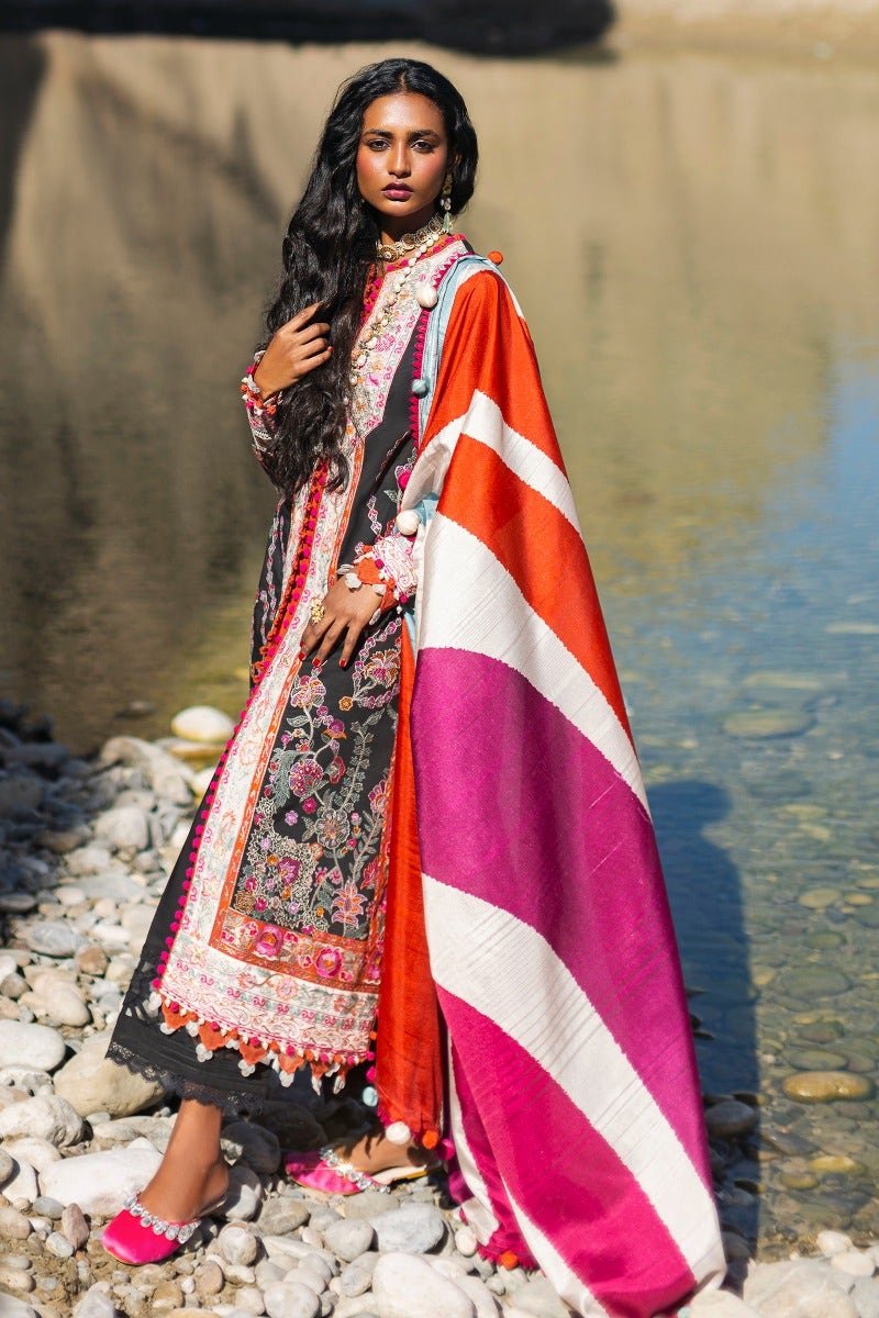 SANA SAFINAZ 3 Piece Unstitched Embroidered On Lawn Suit - L231-014B-CL