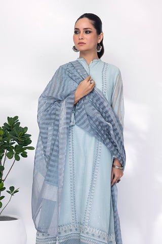 Lakhany 03 Piece Ready to wear Embroidered Organza with Khaddi dupatta - LG-ZH-0003