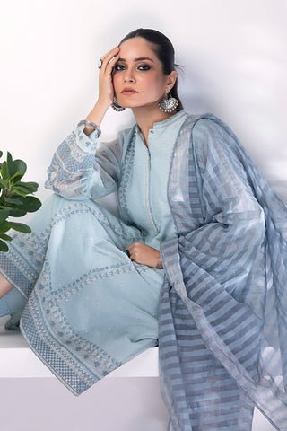 Lakhany 03 Piece Ready to wear Embroidered Organza with Khaddi dupatta - LG-ZH-0003