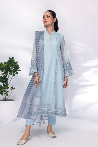 Lakhany 03 Piece Ready to wear Embroidered Organza with Khaddi dupatta - LG-ZH-0003