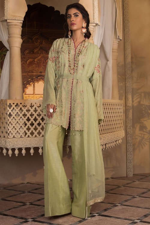 Sapphire Limestone 3 Piece Unstitched Suit -V3-2019 - Pistachio & green