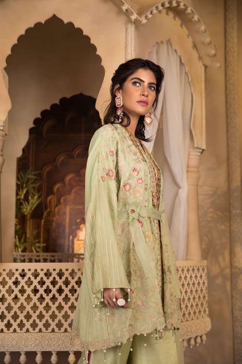 Sapphire Limestone 3 Piece Unstitched Suit -V3-2019 - Pistachio & green