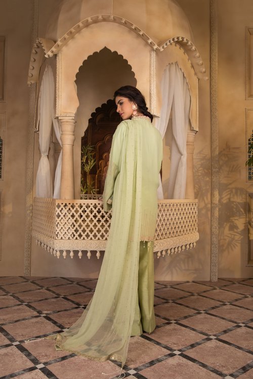 Sapphire Limestone 3 Piece Unstitched Suit -V3-2019 - Pistachio & green
