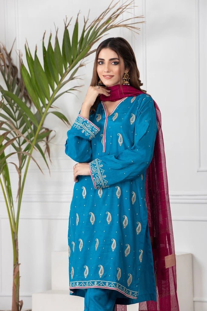 Ready To Wear Lakhani 3 Piece Embroidered Raw Silk Suit  LSM-2139